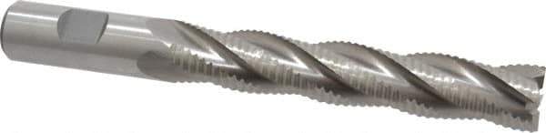Interstate - 3/4" Diam, Coarse Pitch, 4-1/8" LOC, 4 Flute Cobalt Roughing Square End Mill - Uncoated, 6-3/8" OAL, 3/4" Shank Diam, Single End, Centercutting - Eagle Tool & Supply