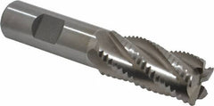 Interstate - 7/8" Diam, Coarse Pitch, 1-7/8" LOC, 5 Flute Cobalt Roughing Square End Mill - Uncoated, 4-1/8" OAL, 3/4" Shank Diam, Single End, Centercutting - Eagle Tool & Supply