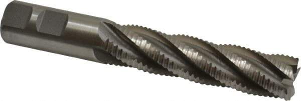 Interstate - 7/8" Diam, Coarse Pitch, 3-1/2" LOC, 5 Flute Cobalt Roughing Square End Mill - Uncoated, 5-3/4" OAL, 7/8" Shank Diam, Single End, Centercutting - Eagle Tool & Supply