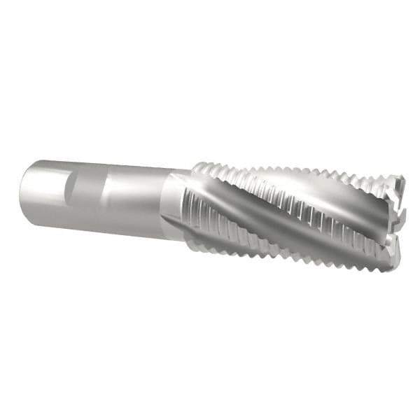 Interstate - 1" Diam, Coarse Pitch, 2" LOC, 5 Flute Cobalt Roughing Square End Mill - Uncoated, 4-1/4" OAL, 3/4" Shank Diam, Single End, Centercutting - Eagle Tool & Supply