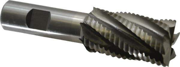 Interstate - 1-1/8" Diam, Coarse Pitch, 2" LOC, 6 Flute Cobalt Roughing Square End Mill - Uncoated, 4-1/4" OAL, 3/4" Shank Diam, Single End, Centercutting - Eagle Tool & Supply