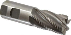 Interstate - 1-1/4" Diam, Coarse Pitch, 2" LOC, 6 Flute Cobalt Roughing Square End Mill - Uncoated, 4-1/2" OAL, 1-1/4" Shank Diam, Single End, Centercutting - Eagle Tool & Supply