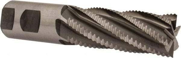 Interstate - 1-1/4" Diam, Coarse Pitch, 3" LOC, 6 Flute Cobalt Roughing Square End Mill - Uncoated, 5-1/2" OAL, 1-1/4" Shank Diam, Single End, Centercutting - Eagle Tool & Supply