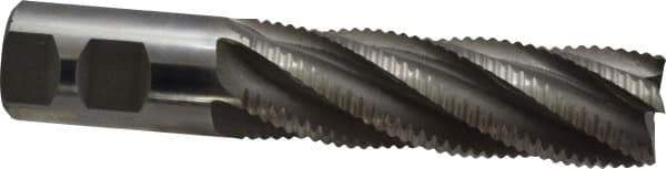 Interstate - 1-1/4" Diam, Coarse Pitch, 4" LOC, 6 Flute Cobalt Roughing Square End Mill - Uncoated, 6-1/2" OAL, 1-1/4" Shank Diam, Single End, Centercutting - Eagle Tool & Supply