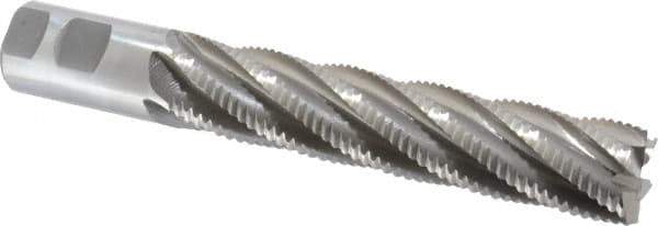 Interstate - 1-1/4" Diam, Coarse Pitch, 6" LOC, 6 Flute Cobalt Roughing Square End Mill - Uncoated, 8-1/2" OAL, 1-1/4" Shank Diam, Single End, Centercutting - Eagle Tool & Supply