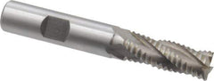 Interstate - 15/32" Diam, Coarse Pitch, 1-1/4" LOC, 4 Flute Cobalt Roughing Square End Mill - Uncoated, 3-1/4" OAL, 1/2" Shank Diam, Single End, Centercutting - Eagle Tool & Supply