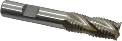 Interstate - 9/16" Diam, Coarse Pitch, 1-3/8" LOC, 4 Flute Cobalt Roughing Square End Mill - Uncoated, 3-3/8" OAL, 1/2" Shank Diam, Single End, Centercutting - Eagle Tool & Supply