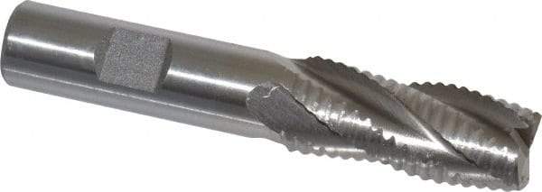 Interstate - 11/16" Diam, Coarse Pitch, 1-5/8" LOC, 4 Flute Cobalt Roughing Square End Mill - Uncoated, 3-3/4" OAL, 5/8" Shank Diam, Single End, Centercutting - Eagle Tool & Supply