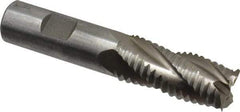 Interstate - 13/16" Diam, Coarse Pitch, 1-7/8" LOC, 4 Flute Cobalt Roughing Square End Mill - Uncoated, 4-1/8" OAL, 3/4" Shank Diam, Single End, Centercutting - Eagle Tool & Supply