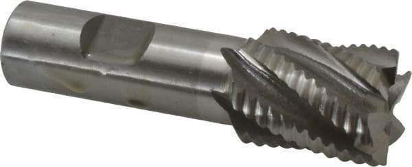 Interstate - 1" Diam, Coarse Pitch, 1-1/8" LOC, 6 Flute Cobalt Roughing Square End Mill - Uncoated, 3-3/8" OAL, 3/4" Shank Diam, Single End, Centercutting - Eagle Tool & Supply