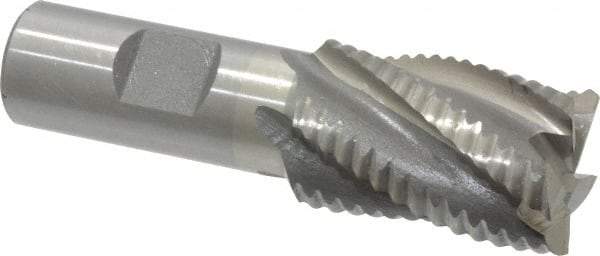 Interstate - 1" Diam, Coarse Pitch, 1-1/2" LOC, 5 Flute Cobalt Roughing Square End Mill - Uncoated, 3-3/8" OAL, 3/4" Shank Diam, Single End, Centercutting - Eagle Tool & Supply