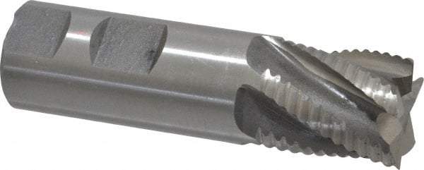 Interstate - 1" Diam, Coarse Pitch, 1-1/8" LOC, 5 Flute Cobalt Roughing Square End Mill - Uncoated, 3-5/8" OAL, 1" Shank Diam, Single End, Centercutting - Eagle Tool & Supply