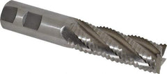Interstate - 1" Diam, Coarse Pitch, 3" LOC, 5 Flute Cobalt Roughing Square End Mill - Uncoated, 5-1/2" OAL, 1" Shank Diam, Single End, Centercutting - Eagle Tool & Supply