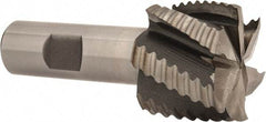 Interstate - 1-1/2" Diam, Coarse Pitch, 1-1/8" LOC, 6 Flute Cobalt Roughing Square End Mill - Uncoated, 3-3/8" OAL, 3/4" Shank Diam, Single End, Centercutting - Eagle Tool & Supply