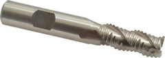 Interstate - 15/32" Diam, Coarse Pitch, 1-1/4" LOC, 3 Flute Cobalt Roughing Square End Mill - Uncoated, 3-1/4" OAL, 1/2" Shank Diam, Single End, Centercutting - Eagle Tool & Supply