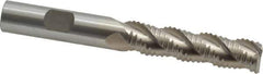 Interstate - 1/2" Diam, Coarse Pitch, 2" LOC, 3 Flute Cobalt Roughing Square End Mill - Uncoated, 4" OAL, 1/2" Shank Diam, Single End, Centercutting - Eagle Tool & Supply
