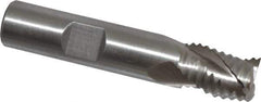 Interstate - 1/2" Diam, Coarse Pitch, 5/8" LOC, 3 Flute Cobalt Roughing Square End Mill - Uncoated, 2-5/8" OAL, 1/2" Shank Diam, Single End, Centercutting - Eagle Tool & Supply