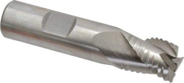 Interstate - 5/8" Diam, Coarse Pitch, 3/4" LOC, 3 Flute Cobalt Roughing Square End Mill - Uncoated, 2-7/8" OAL, 5/8" Shank Diam, Single End, Centercutting - Eagle Tool & Supply