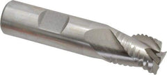 Interstate - 5/8" Diam, Coarse Pitch, 3/4" LOC, 3 Flute Cobalt Roughing Square End Mill - Uncoated, 2-7/8" OAL, 5/8" Shank Diam, Single End, Centercutting - Eagle Tool & Supply