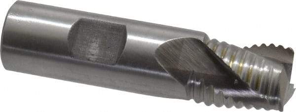 Interstate - 3/4" Diam, Coarse Pitch, 3/4" LOC, 3 Flute Cobalt Roughing Square End Mill - Uncoated, 3" OAL, 3/4" Shank Diam, Single End, Centercutting - Eagle Tool & Supply