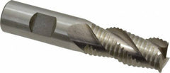 Interstate - 3/4" Diam, Coarse Pitch, 1-5/8" LOC, 3 Flute Cobalt Roughing Square End Mill - Uncoated, 3-3/4" OAL, 3/4" Shank Diam, Single End, Centercutting - Eagle Tool & Supply