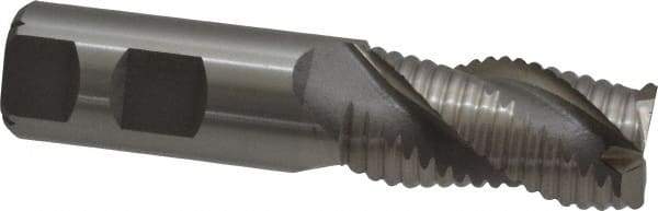 Interstate - 1" Diam, Coarse Pitch, 2" LOC, 3 Flute Cobalt Roughing Square End Mill - Uncoated, 4-1/2" OAL, 1" Shank Diam, Single End, Centercutting - Eagle Tool & Supply