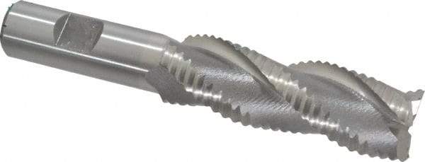 Interstate - 1" Diam, Coarse Pitch, 3" LOC, 3 Flute Cobalt Roughing Square End Mill - Uncoated, 5-1/4" OAL, 3/4" Shank Diam, Single End, Centercutting - Eagle Tool & Supply