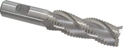 Interstate - 1" Diam, Coarse Pitch, 3" LOC, 3 Flute Cobalt Roughing Square End Mill - Uncoated, 5-1/4" OAL, 3/4" Shank Diam, Single End, Centercutting - Eagle Tool & Supply