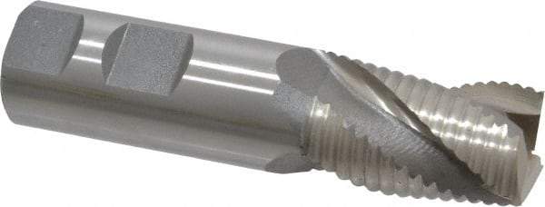 Interstate - 1" Diam, Coarse Pitch, 1-5/8" LOC, 3 Flute Cobalt Roughing Square End Mill - Uncoated, 4-1/8" OAL, 1" Shank Diam, Single End, Centercutting - Eagle Tool & Supply