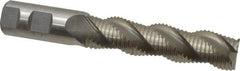 Interstate - 1" Diam, Coarse Pitch, 4" LOC, 3 Flute Cobalt Roughing Square End Mill - Uncoated, 6-1/2" OAL, 1" Shank Diam, Single End, Centercutting - Eagle Tool & Supply