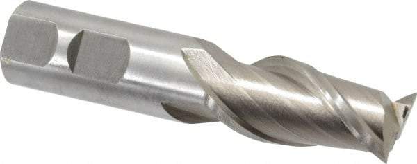 Interstate - 7/8", 1-7/8" LOC, 7/8" Shank Diam, 4-1/8" OAL, 2 Flute, High Speed Steel Square End Mill - Single End, Uncoated, Spiral Flute, Centercutting, Right Hand Cut, Right Hand Flute - Eagle Tool & Supply