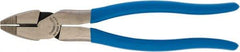 Channellock - 9" OAL, 1-17/32" Jaw Length x 1-5/16" Jaw Width, Linesman's Pliers - Standard Jaw, Rounded Nose Head, Plastic Dipped Handles - Eagle Tool & Supply