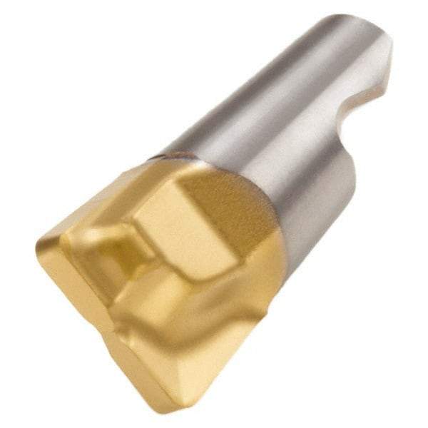 Seco - MM12 MD05 Grade F30M Carbide End Milling Tip Insert - TiAlN/TiN Finish, 2 Flutes, 0.472" Cutting Diam, 0.333" Depth of Cut, 0.4" Extension, 0.079" Cnr Rad - Eagle Tool & Supply