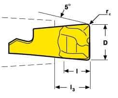 Seco - MM10 MD04 Grade F30M Carbide End Milling Tip Insert - TiAlN/TiN Finish, 2 Flutes, 0.394" Cutting Diam, 0.279" Depth of Cut, 0.334" Extension, 0.039" Cnr Rad - Eagle Tool & Supply