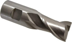 Interstate - 1-1/4", 2" LOC, 1-1/4" Shank Diam, 4-1/2" OAL, 2 Flute, High Speed Steel Square End Mill - Single End, Uncoated, Spiral Flute, Centercutting, Right Hand Cut, Right Hand Flute - Eagle Tool & Supply