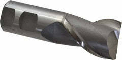 Interstate - 1-1/2", 2" LOC, 1-1/4" Shank Diam, 4-1/2" OAL, 2 Flute, High Speed Steel Square End Mill - Single End, Uncoated, Spiral Flute, Centercutting, Right Hand Cut, Right Hand Flute - Eagle Tool & Supply