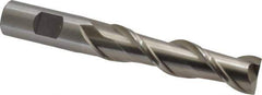 Interstate - 3/4", 3" LOC, 3/4" Shank Diam, 5-1/4" OAL, 2 Flute, High Speed Steel Square End Mill - Single End, Uncoated, Spiral Flute, Centercutting, Right Hand Cut, Right Hand Flute - Eagle Tool & Supply