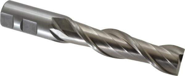 Interstate - 1", 4" LOC, 1" Shank Diam, 6-1/2" OAL, 2 Flute, High Speed Steel Square End Mill - Single End, Uncoated, Spiral Flute, Centercutting, Right Hand Cut, Right Hand Flute - Eagle Tool & Supply