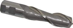 Interstate - 1-1/4", 4" LOC, 1-1/4" Shank Diam, 6-1/2" OAL, 2 Flute, High Speed Steel Square End Mill - Single End, Uncoated, Spiral Flute, Centercutting, Right Hand Cut, Right Hand Flute - Eagle Tool & Supply