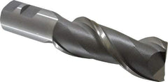 Interstate - 1-1/2", 4" LOC, 1-1/4" Shank Diam, 6-1/2" OAL, 2 Flute, High Speed Steel Square End Mill - Single End, Uncoated, Spiral Flute, Centercutting, Right Hand Cut, Right Hand Flute - Eagle Tool & Supply