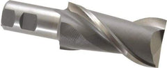 Interstate - 2", 4" LOC, 1-1/4" Shank Diam, 6-1/2" OAL, 2 Flute, High Speed Steel Square End Mill - Single End, Uncoated, Spiral Flute, Centercutting, Right Hand Cut, Right Hand Flute - Eagle Tool & Supply