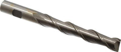 Interstate - 5/8", 4" LOC, 5/8" Shank Diam, 6-1/8" OAL, 2 Flute, High Speed Steel Square End Mill - Single End, Uncoated, Spiral Flute, 37° Helix, Centercutting, Right Hand Cut, Right Hand Flute - Eagle Tool & Supply