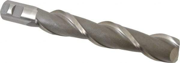 Interstate - 1-1/2", 8" LOC, 1-1/4" Shank Diam, 10-1/2" OAL, 2 Flute, High Speed Steel Square End Mill - Single End, Uncoated, Spiral Flute, 37° Helix, Centercutting, Right Hand Cut, Right Hand Flute - Eagle Tool & Supply