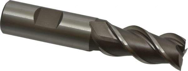 Interstate - 3/4" Diam, 1-5/8" LOC, 3 Flute Cobalt Roughing & Finishing Square End Mill - Uncoated, 3-7/8" OAL, 3/4" Shank Diam, Straight Shank, 45° Helix, Centercutting - Eagle Tool & Supply