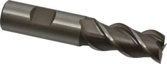 Interstate - 3/4" Diam, 1-5/8" LOC, 3 Flute Cobalt Roughing & Finishing Square End Mill - Uncoated, 3-7/8" OAL, 3/4" Shank Diam, Straight Shank, 45° Helix, Centercutting - Eagle Tool & Supply