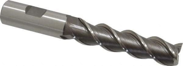 Interstate - 3/4" Diam, 3" LOC, 3 Flute Cobalt Roughing & Finishing Square End Mill - Uncoated, 5-1/4" OAL, 3/4" Shank Diam, Straight Shank, 45° Helix, Centercutting - Eagle Tool & Supply