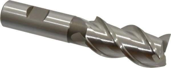 Interstate - 1" Diam, 2" LOC, 3 Flute Cobalt Roughing & Finishing Square End Mill - Uncoated, 4-1/2" OAL, 3/4" Shank Diam, Straight Shank, 45° Helix, Centercutting - Eagle Tool & Supply