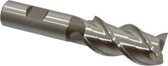 Interstate - 1" Diam, 2" LOC, 3 Flute Cobalt Roughing & Finishing Square End Mill - Uncoated, 4-1/2" OAL, 3/4" Shank Diam, Straight Shank, 45° Helix, Centercutting - Eagle Tool & Supply