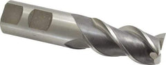 Interstate - 1" Diam, 2" LOC, 3 Flute Cobalt Roughing & Finishing Square End Mill - Uncoated, 4-1/2" OAL, 1" Shank Diam, Straight Shank, 45° Helix, Centercutting - Eagle Tool & Supply