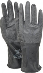 North - Size M (8), 14" Long, 17 mil Thick, Butyl Chemical Resistant Gloves - Textured Finish, Rolled Cuff, Black - Eagle Tool & Supply